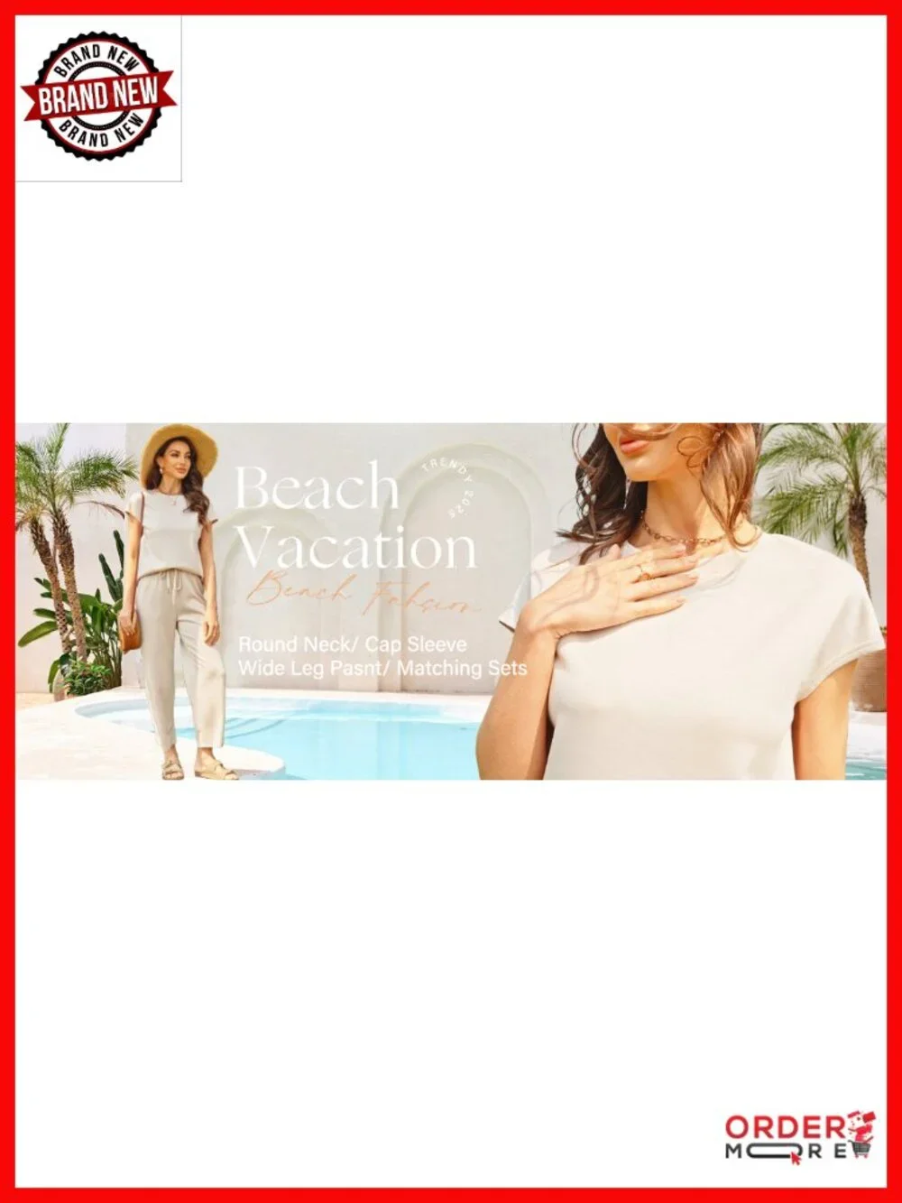 Women's 2 Piece Lounge Set Cap Sleeve Top & Pants Silky Soft Vacation Outfit